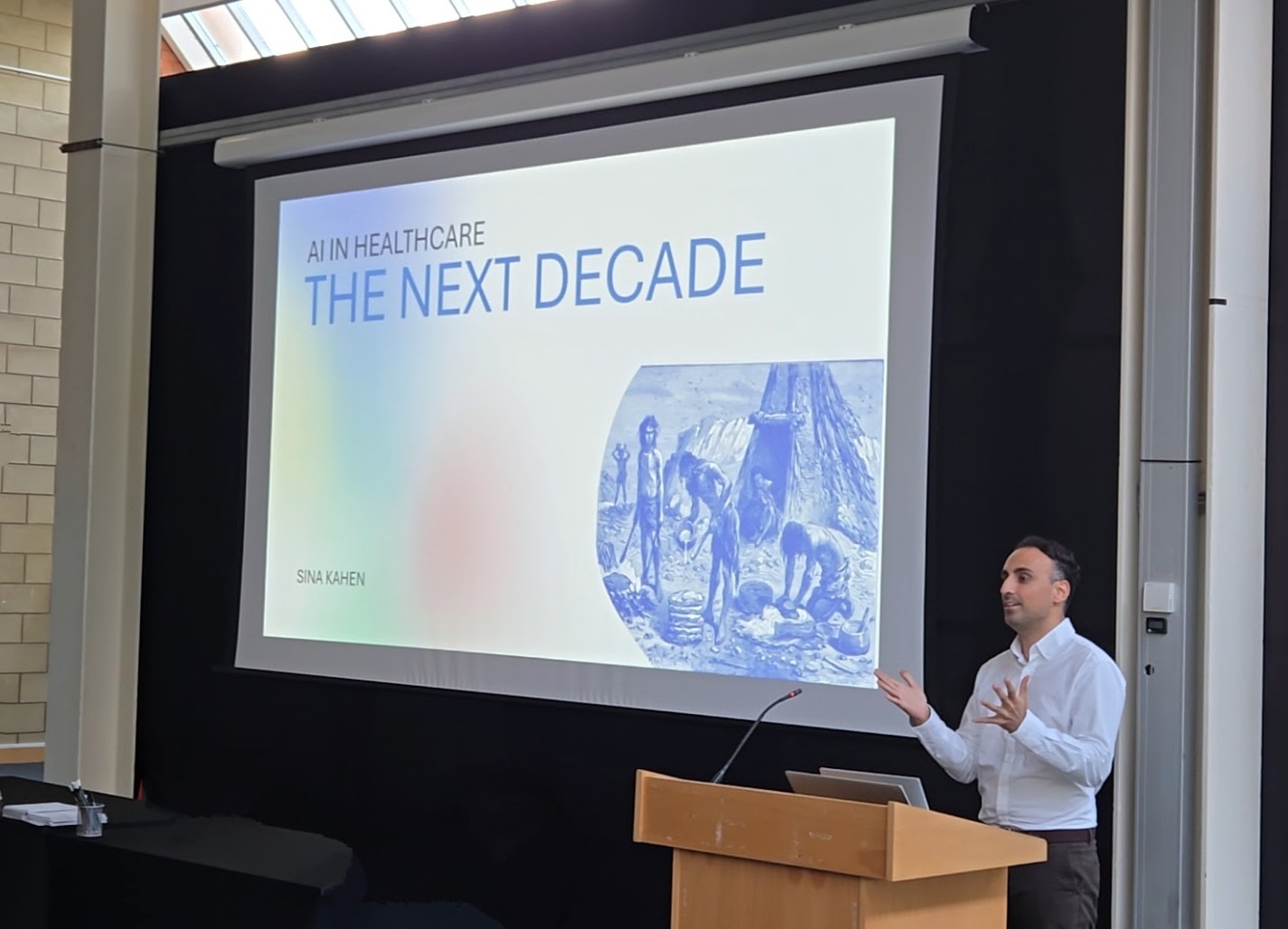 Sina Kahen presenting AI in Healthcare — The Next Decade