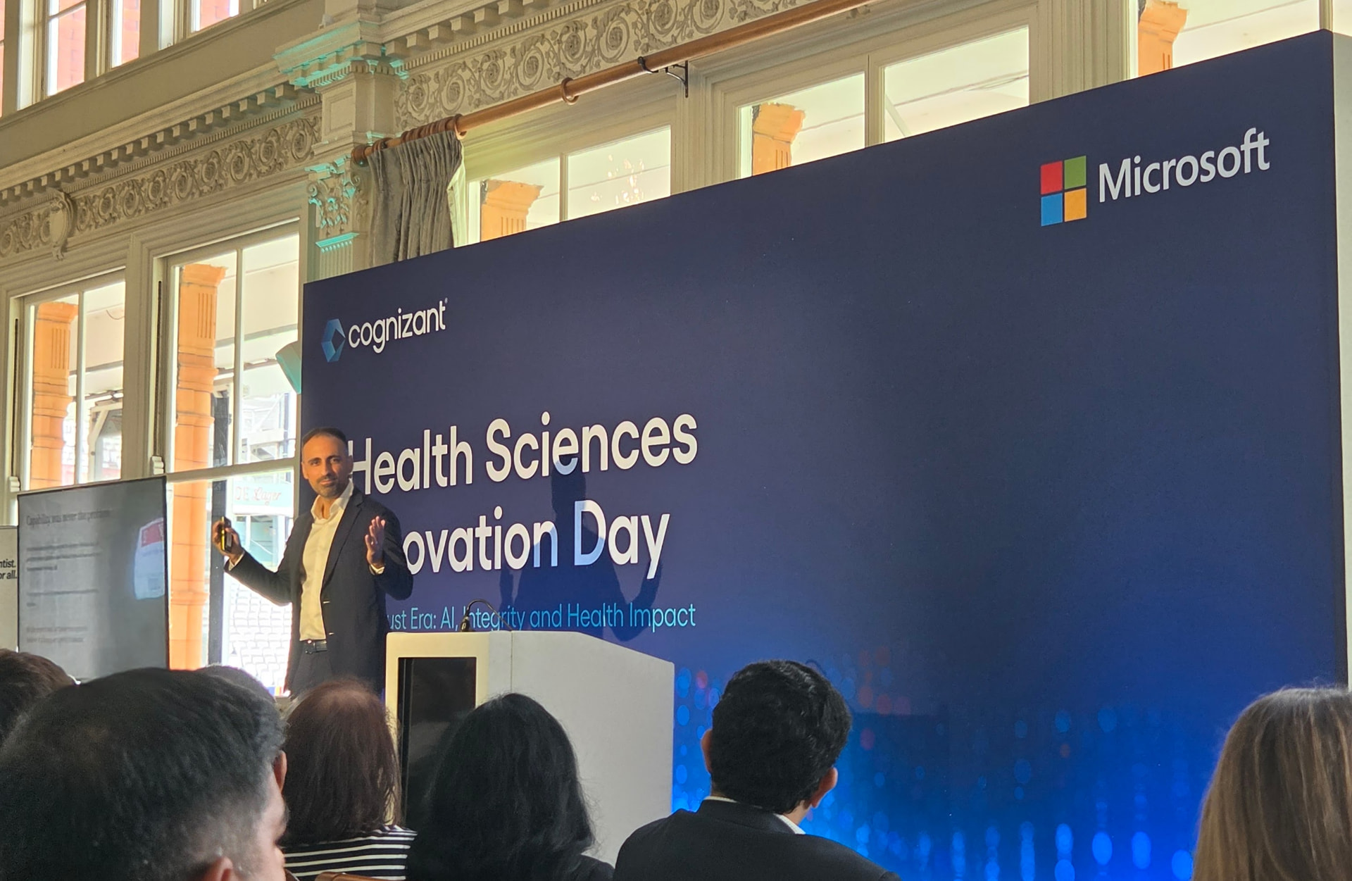 Sina Kahen speaking at Health Sciences Innovation Day